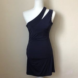 Max & Cleo one shoulder navy dress